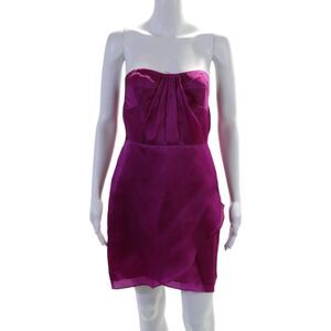 Kara Janx Womens Silk Sleeveless Zip Sweetheart Neck A-Line Dress Pink Size 6
